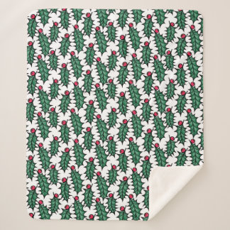 Eenvoudig Kerstmis hulstbes groen en rood fleece Sherpa Deken