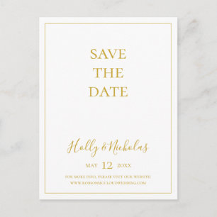 Eenvoudig Kerstmis Witte Save The Date ansichtka Uitnodiging Briefkaart