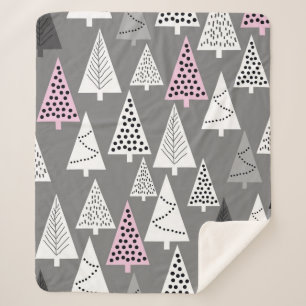 Eenvoudig kerstpatroon Abstract grijs en wit Sherpa Deken