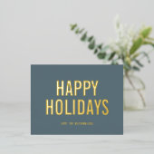 Eenvoudig kersttand Blue Prettige feestdagen Gold (Staand Voorkant)