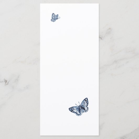 Eenvoudig Klassiek Blauw, White Floral Wedding Men Menu (Achterkant)