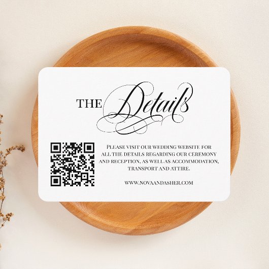 Eenvoudig klassiek elegant script Moderne QR-code Informatiekaartje