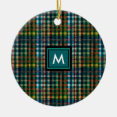 Eenvoudig Klassiek Groen Plaid Tartan Photo Monogr Keramisch Ornament (Voorkant)