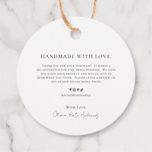 Eenvoudig klassiek monogram krans Elegant Bedankjes Labels (Achterkant)