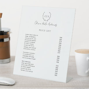 Eenvoudig klassiek monogram krans Elegant Reclamebord Met Voetstuk