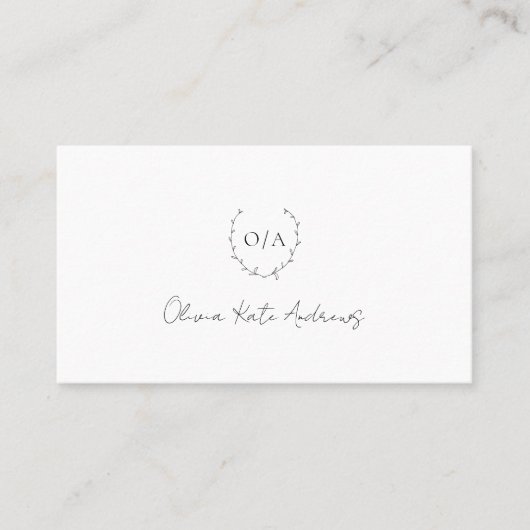 Eenvoudig klassiek monogram krans Elegant Visitekaartje (Voorkant)