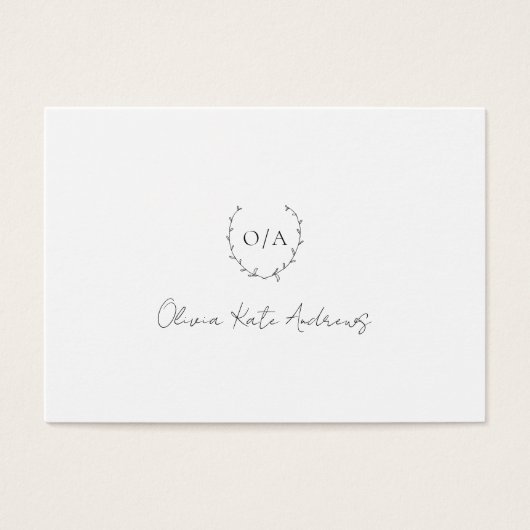 Eenvoudig klassiek monogram krans Elegant Visitekaartje (Voorkant)