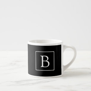 Eenvoudig Klassiek Monogram Zwart met Witte Teks Espresso Kop