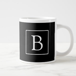 Eenvoudig Klassiek Monogram Zwart met Witte Teks Extra Grote Beker