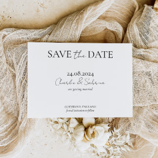 Eenvoudig Klassiek Zwart-wit Save the Date