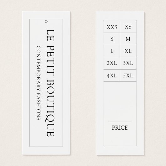 Eenvoudig kledingformaat Grafiek Witte Mode Prijs Mini Visitekaartjes (Voorkant /achterkant)