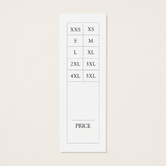Eenvoudig kledingformaat Grafiek Witte Mode Prijs Mini Visitekaartjes (Achterkant)