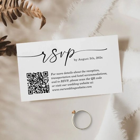 Eenvoudig kleine bruiloft RSVP Website QR Code Informatiekaartje