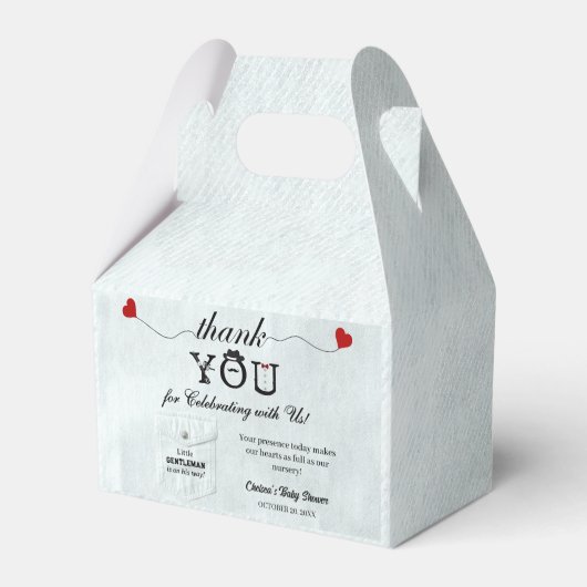 Eenvoudig kleine heer Baby shower Dank u Schattige Bedankdoosjes (Achterkant)