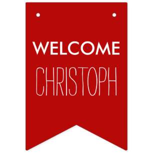 Eenvoudig kleuren en jouw tekst: WELKOM "NAAM" Vlaggetjes