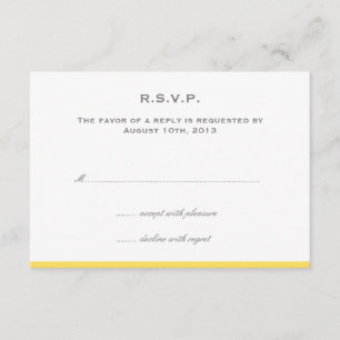 Eenvoudig kleurengrens gele trouwreactie rsvp reac kaartje