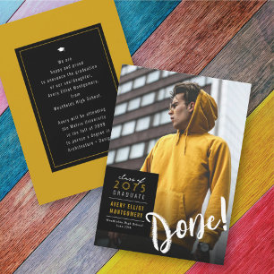 Eenvoudig kleurenvak Minimalistisch foto-Afstudere Aankondiging