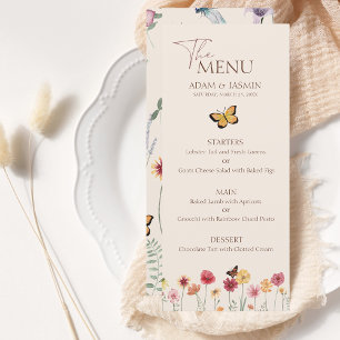 Eenvoudig kleurig bloemenhuwelijk menu