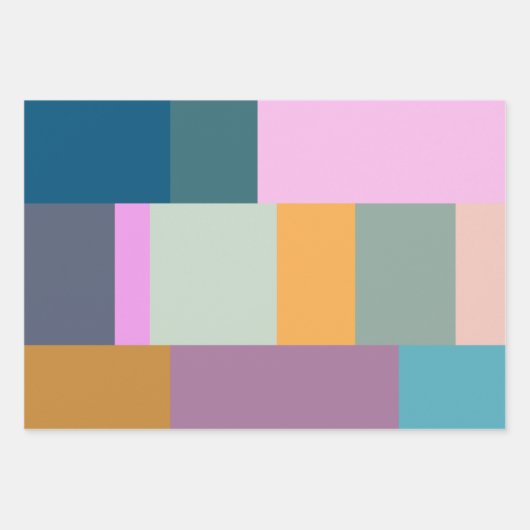 Eenvoudig kleurig patchwork-ontwerp voor geometris inpakpapier vel (Voorkant)