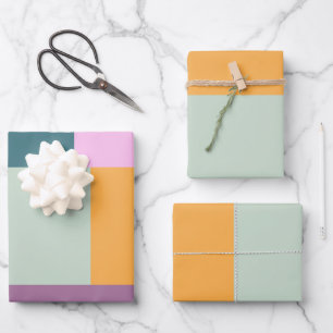 Eenvoudig kleurig patchwork-ontwerp voor geometris inpakpapier vel