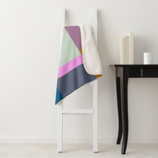 Eenvoudig kleurig patchwork-ontwerp voor geometris sherpa deken (In situ)
