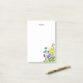 Eenvoudig kleurig Waterverf patch van wilde bloeme Post-it® Notes (Op bureau)