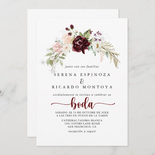 Eenvoudig kleurrijk Klassic Floral Spain Wedding Kaart (Voorkant / Achterkant)