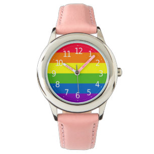 Eenvoudig kleurrijk Rainbow Girl's Watch Horloge