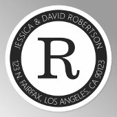 Eenvoudig koel zwart & wit & retouradres ronde sticker