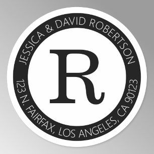 Eenvoudig Koel Zwart & Wit & Retouradres Ronde Sticker