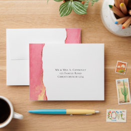 Eenvoudig koraal roze RSVP-retouradres bruiloft Envelop