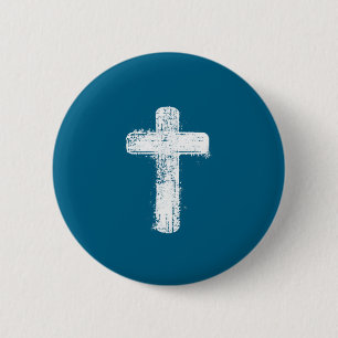 Eenvoudig kruis geloof minimaal christelijk symboo ronde button 5,7 cm