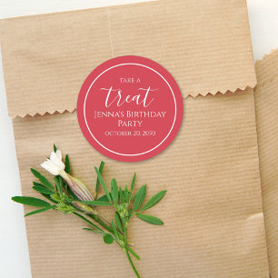 Eenvoudig label 'Red Birthday Calligraphy Cute Par