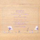 Eenvoudig lavender Floral Wedding Acryl Uitnodigingen (Voorkant)
