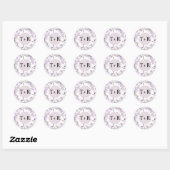 Eenvoudig lavender Monogram Weddenschap Ronde Sticker (Vel)