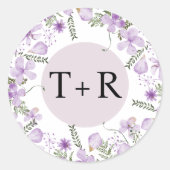 Eenvoudig lavender Monogram Weddenschap Ronde Sticker (Voorkant)