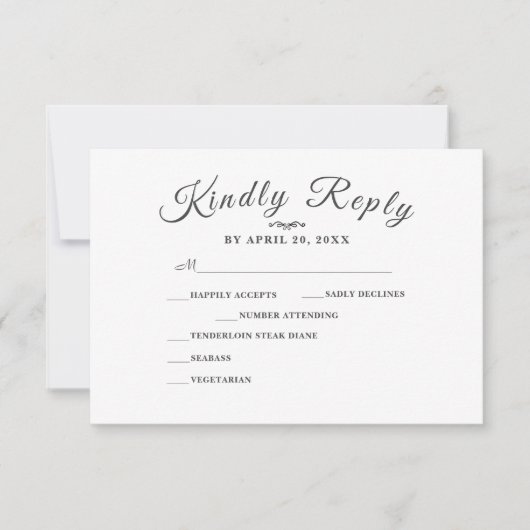 Eenvoudig legant M-script | Moderne RSVP-Kaart RSVP Kaartje (Voorkant)