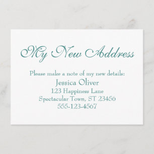 Eenvoudig, legant Mijn Nieuw Adres Blauwgroen op W Informatiekaartje