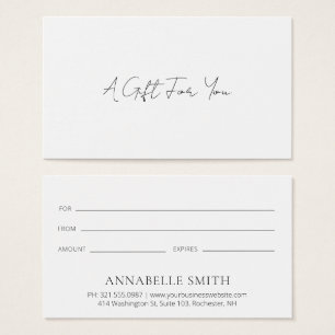 Eenvoudig legant minimalistisch modern Cadeaucerti Visitekaartje