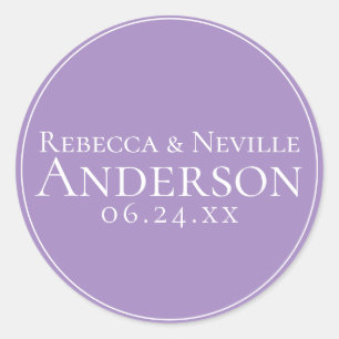 Eenvoudig legant modern lavender Text Wedding Ronde Sticker