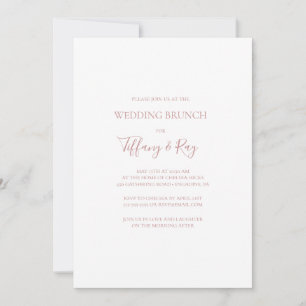 Eenvoudig legant Roos Gold Wedding Brunch Kaart