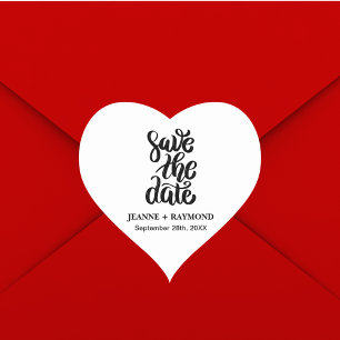 Eenvoudig legant script slaat de datum waarop het  hart sticker