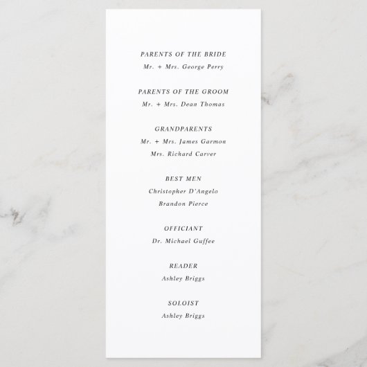 Eenvoudig legant Weddenschap Programma (Achterkant)