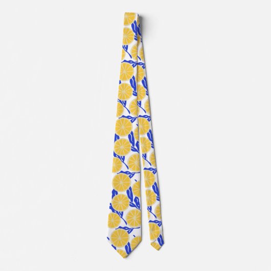 Eenvoudig Lemon Slict Pattern Blue Botanical Stropdas (Voorkant)
