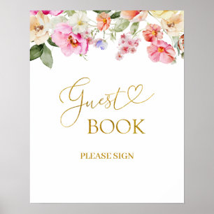 Eenvoudig Lentebloemen Gastboek Partijbord Poster