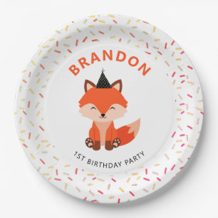 Eenvoudig Leuk Baby Fox Confetti Verjaardagsfeest Papieren Bordje