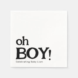 Eenvoudig Leuk Baby shower Zwart-wit Oh Boy Servet