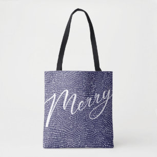 Eenvoudig leuk blauw Doodle Vrolijk Kerstfeest Draagtas
