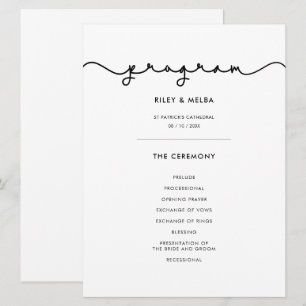 Eenvoudig leuk lettertype huwelijksprogramma programma