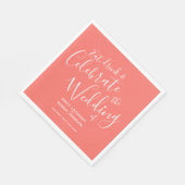 Eenvoudig levend koraal en witbruiloft servetten (Hoek)